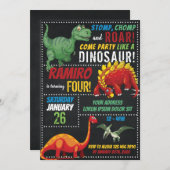 Dinosaur Birthday Uitnodiging (Voorkant / Achterkant)
