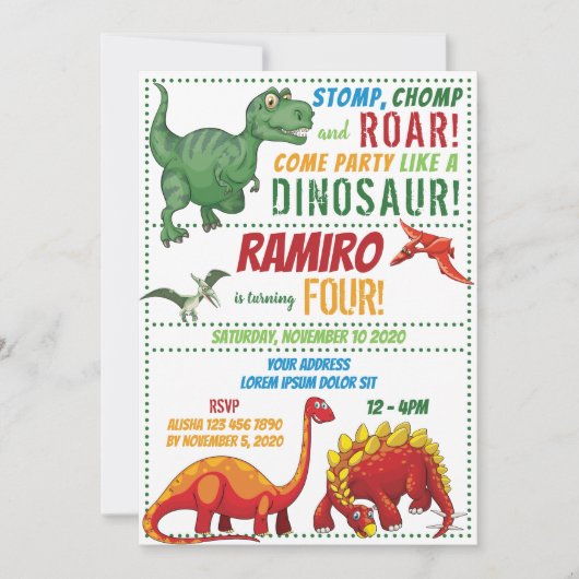 Dinosaur Birthday Uitnodiging (Voorkant)