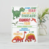 Dinosaur Birthday Uitnodiging (Staand voorkant)