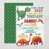 Dinosaur Birthday Uitnodiging (Voorkant / Achterkant)