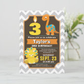 Dinosaur Birthday Uitnodiging (Staand voorkant)