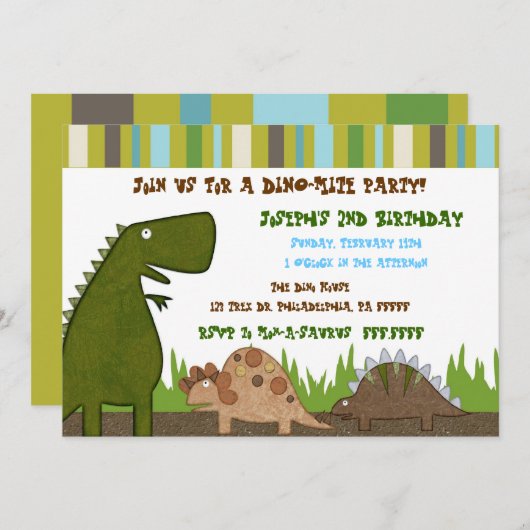 Dinosaur Birthday Uitnodiging (Voorkant / Achterkant)
