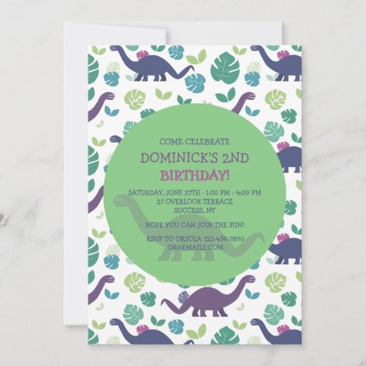 Dinosaur Birthday Uitnodiging (Voorkant)