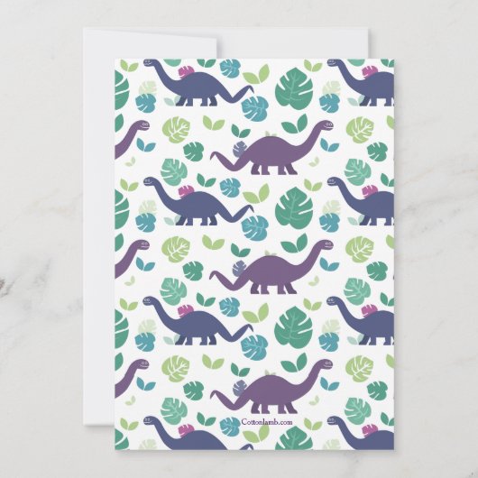 Dinosaur Birthday Uitnodiging (Achterkant)