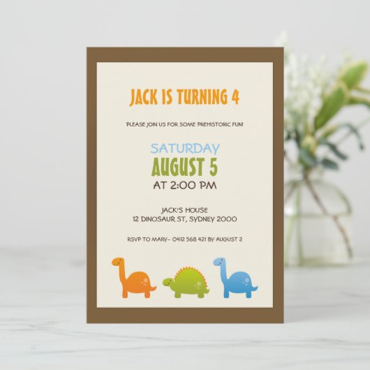 Dinosaur Birthday Uitnodiging (Staand voorkant)