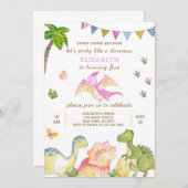 Dinosaur Birthday Uitnodiging (Voorkant / Achterkant)