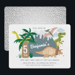 Dinosaur Birthday Uitnodiging<br><div class="desc">Stop,  kam,  kruip en roer met deze leuke,  kleurrijke,  witte dinosaurusuitnodiging. Vergelijkbaar met bergen,  vulkanen,  trex,  bomen en nog veel meer!</div>