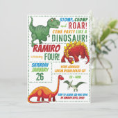 Dinosaur Birthday Uitnodiging (Staand voorkant)