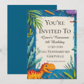 Dinosaur Birthday Uitnodiging (Voorkant / Achterkant)