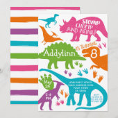 Dinosaur Birthday Uitnodiging (Voorkant / Achterkant)