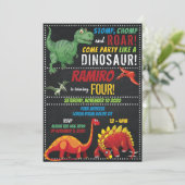 Dinosaur Birthday Uitnodiging (Staand voorkant)