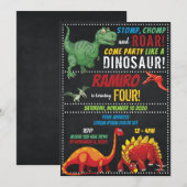 Dinosaur Birthday Uitnodiging (Voorkant / Achterkant)