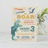Dinosaur Birthday Uitnodiging (Staand voorkant)