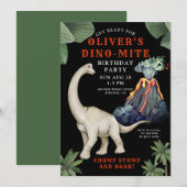 Dinosaur Birthday Uitnodiging (Voorkant / Achterkant)