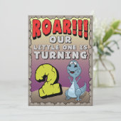 Dinosaur Birthday Uitnodiging 2 jaar oud (Staand voorkant)