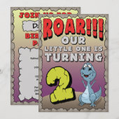 Dinosaur Birthday Uitnodiging 2 jaar oud (Voorkant / Achterkant)