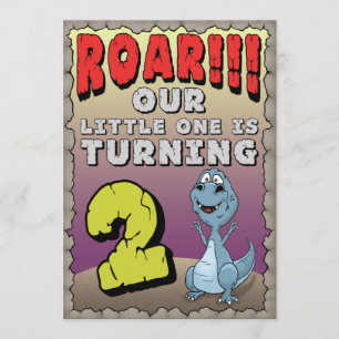 Dinosaur Birthday Uitnodiging 2 jaar oud