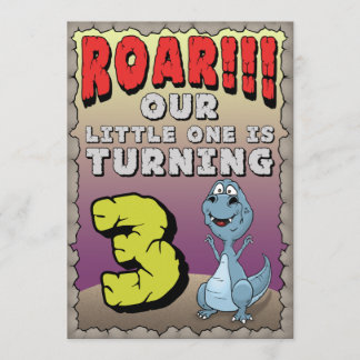 Dinosaur Birthday Uitnodiging 3 jaar oud