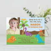 Dinosaur Birthday Uitnodiging 5x7 Fotokaart (Staand voorkant)