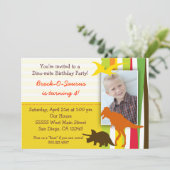 Dinosaur Birthday Uitnodiging met foto (Staand voorkant)