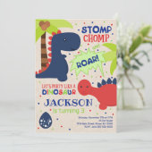 Dinosaur Birthday Uitnodiging voor een jongen (Staand voorkant)