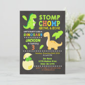 Dinosaur Birthday Uitnodiging voor een jongen (Staand voorkant)