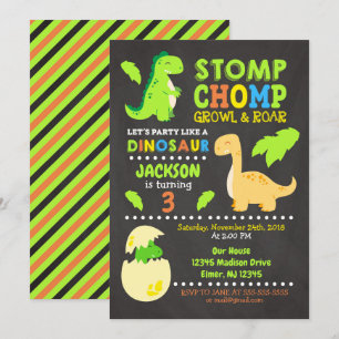 Dinosaur Birthday Uitnodiging voor een jongen