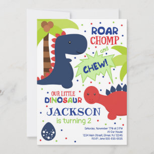Dinosaur Birthday Uitnodiging voor een jongen