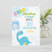 Dinosaur Birthday Uitnodiging voor een jongen (Staand voorkant)