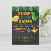 Dinosaur Birthday Uitnodiging voor jongens (Staand voorkant)