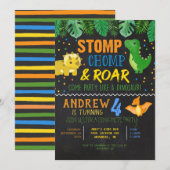 Dinosaur Birthday Uitnodiging voor jongens (Voorkant / Achterkant)