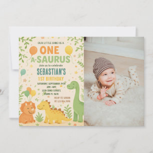 Dinosaur Birthday Uitnodigingen met foto