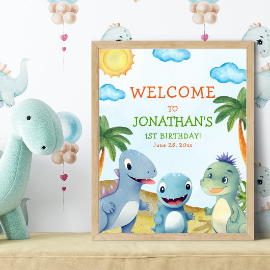 "Dinosaur Birthday Wall Decoration Room Poster