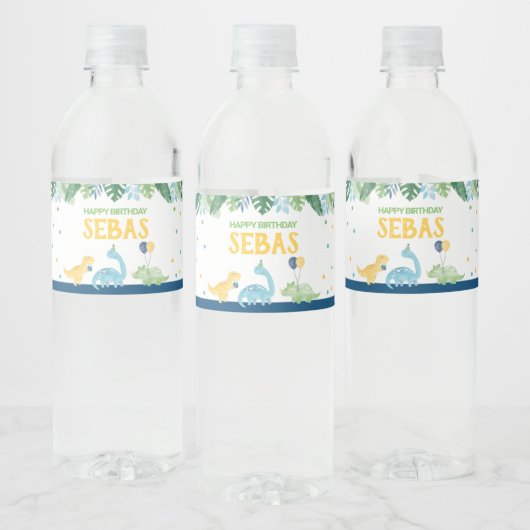 Dinosaur Birthday Waterfles Etiket (Flessen)