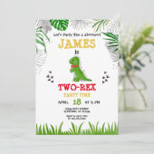 Dinosaur Birthday waterverf groen geel rood Kaart (Staand voorkant)