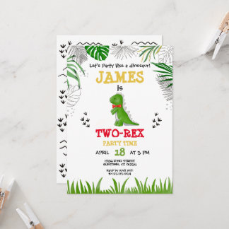 Dinosaur Birthday waterverf groen geel rood Kaart