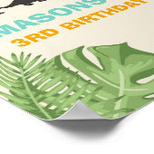 Dinosaur Birthday Welcome Sign Boy Leaves Party Poster (Hoek)