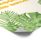 Dinosaur Birthday Welcome Sign Boy Leaves Party Poster (Hoek)