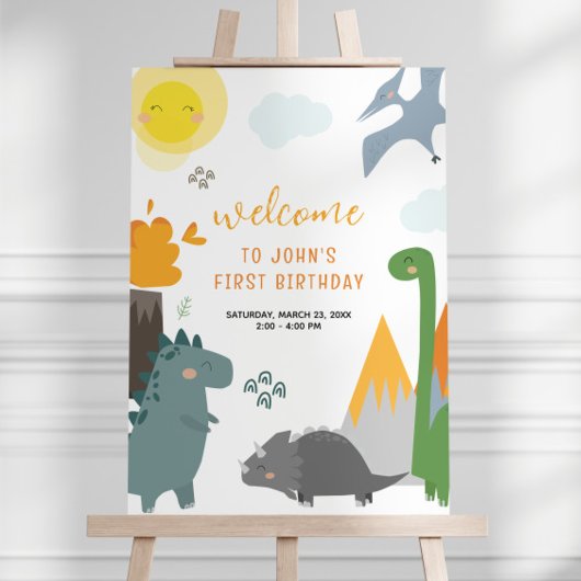 Dinosaur Birthday Welcome Sign Poster