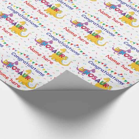 Dinosaur Birthday wrappaper Cadeaupapier (Hoek)