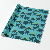 Dinosaur Birthday Wrapping Paper Cadeaupapier (Uitgerold)