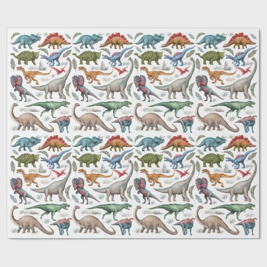 Dinosaur Birthday Wrapping Paper Cadeaupapier (Vlak)