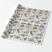 Dinosaur Birthday Wrapping Paper Cadeaupapier (Uitgerold)