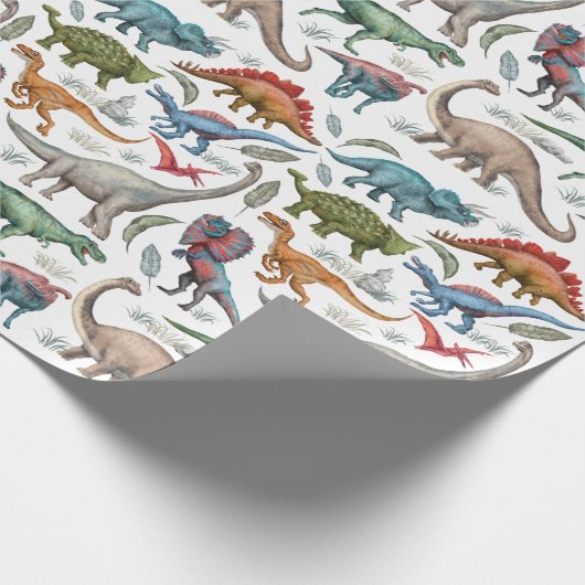 Dinosaur Birthday Wrapping Paper Cadeaupapier (Hoek)
