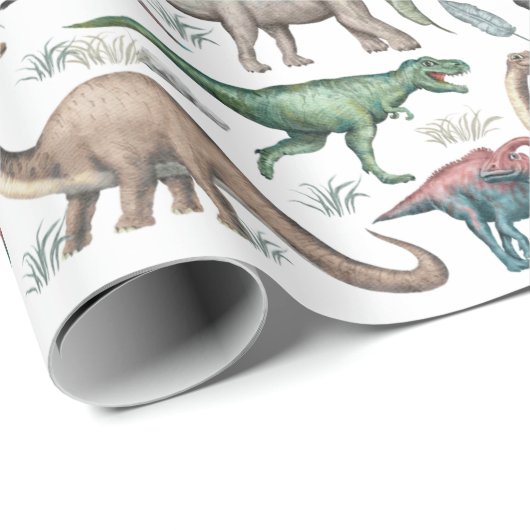 Dinosaur Birthday Wrapping Paper Cadeaupapier (Rol Hoek)