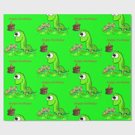 Dinosaur Birthday Wrapping Paper Cadeaupapier (Vlak)