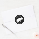 Dinosaur Black & White Triceratop Hartelijk dank Ronde Sticker (Envelop)