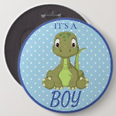 Dinosaur Blauw Baby shower T Rex Ronde Button 6,0 Cm (Voorkant /achterkant)