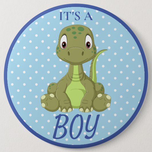 Dinosaur Blauw Baby shower T Rex Ronde Button 6,0 Cm (Voorkant)