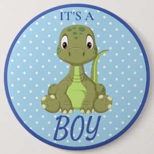 Dinosaur Blauw Baby shower T Rex Ronde Button 6,0 Cm